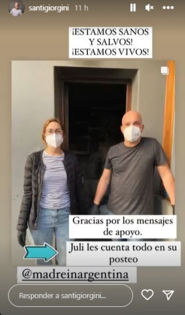 Santiago Giorgini y su esposa se salvaron de milagro tras un incendio en su casa