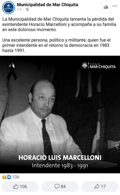 Falleció ex intendente que llegó al poder de la mano de Raúl Alfonsín