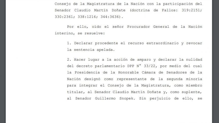 Consejo de la Magistratura: la Corte Suprema desplazó a Doñate y designó a Luis Juez