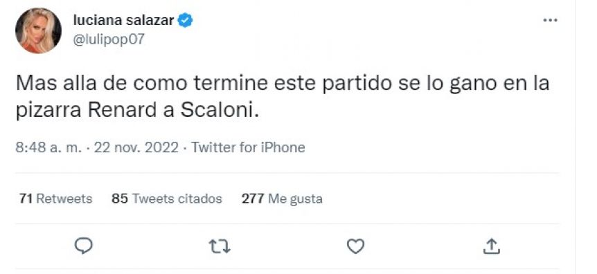 Luciana Salazar criticó a Lionel Scaloni tras la derrota de la Selección Argentina