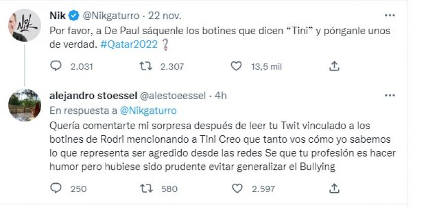 Camila Homs defendió a Tini Stoessel tras las críticas que recibió por la derrota de Argentina