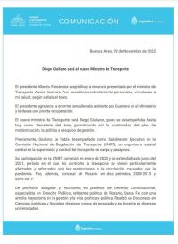 Diego Giuliano es el nuevo ministro de Transporte de la Nación