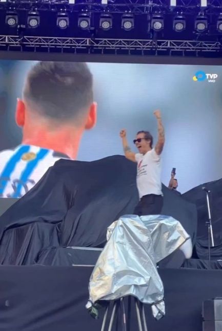 Harry Styles sorprendió con su aparición en el escenario festejando el triunfo argentino
