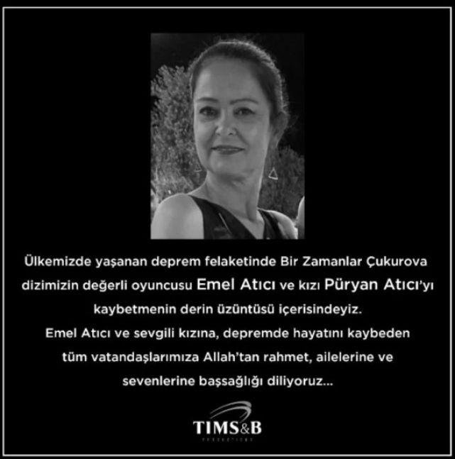 Murió una famosa actriz de la telenovela Züleyha en el terremoto de Turquía