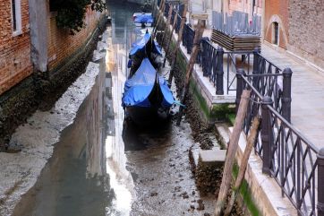 Se secaron los canales de Venecia tras semanas sin lluvia