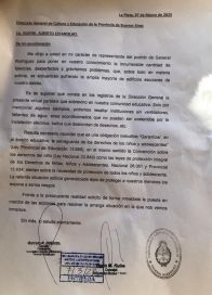 Presentaron una carta a Sileoni por el estado de las escuelas de un distrito