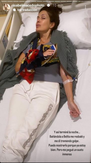 Isabel Macedo sufrió un accidente doméstico y terminó en el hospital