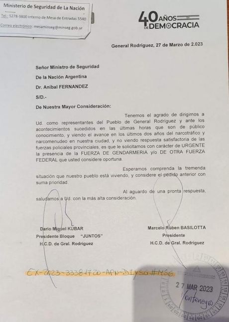 “Nosotros sí pedimos Gendarmería”, la respuesta desde los opositores de General Rodríguez