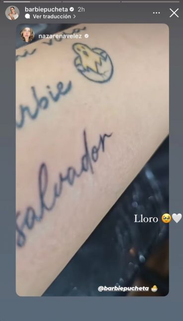 El tatuaje de Nazarena Vélez en homenaje a su nieto Salvador