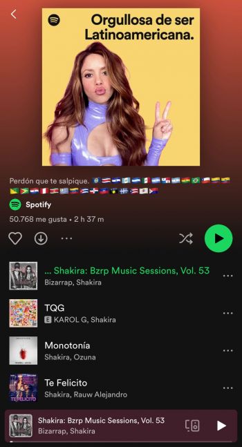 Orgullosa de ser Latinoamericana: la lista de Spotify que creó Shakira con una indirecta a Piqué