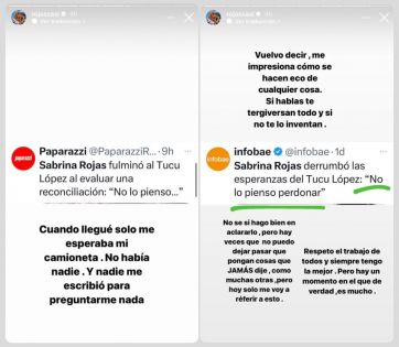 Sabrina Rojas furiosa por una fake new sobre su relación con el Tucu López