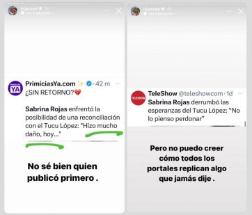 Sabrina Rojas furiosa por una fake new sobre su relación con el Tucu López