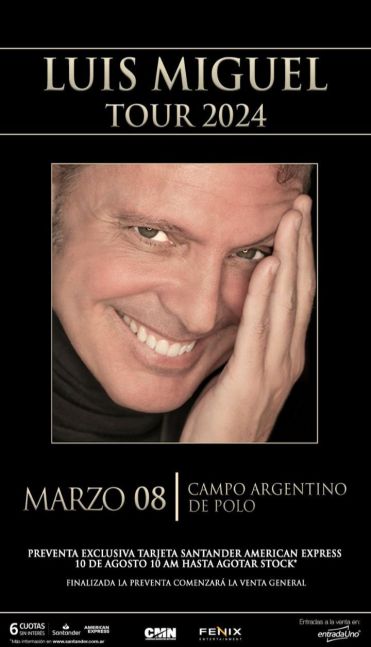 Luis Miguel confirmó el lugar que eligió para su show de marzo en Buenos Aires: cuándo y dónde comprar las entradas