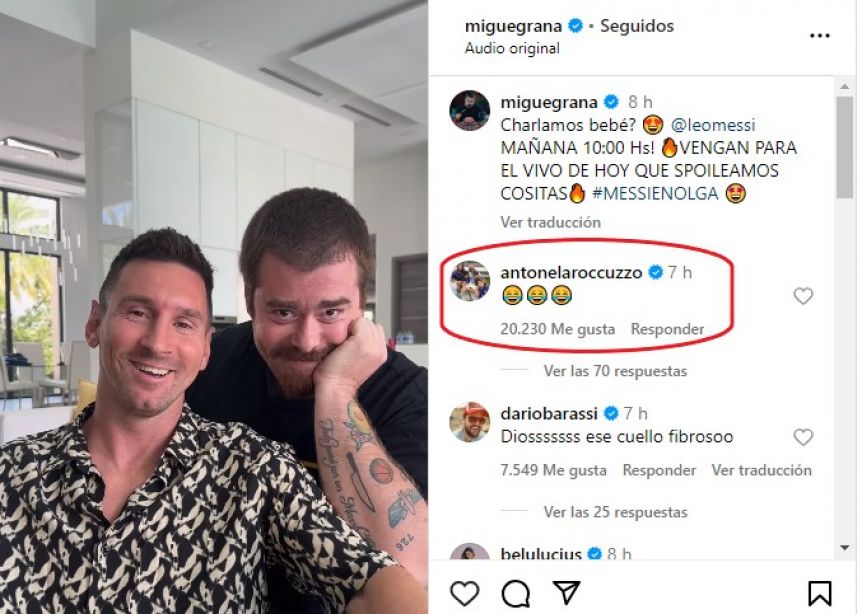 El osado beso de Migue Granados a Lionel Messi y la inesperada reacción de Antonela Roccuzzo