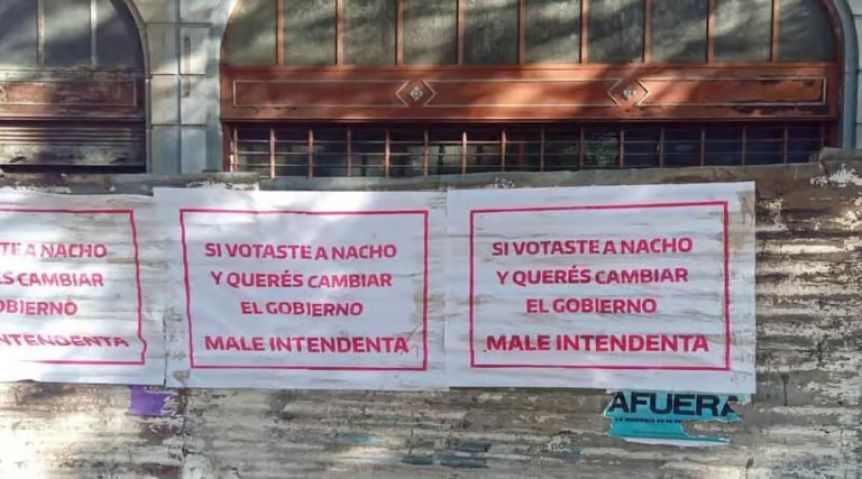 Misteriosa campaña en Nueve de Julio: pegaron carteles a favor de Defunchio con colores radicales