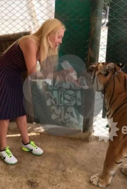 Las polémicas fotos de Mariana Nannis con animales salvajes dopados en un zoológico