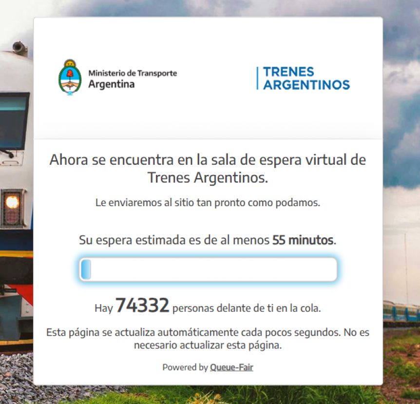 Vacaciones gasoleras: se lanzó la venta de pasajes en tren con las largas filas y espera virtual