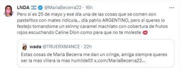 Tremendo cruce entre una hater y María Becerra por el 25 de mayo