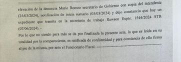 Denunciaron al intendente de Trelew por presunto acoso sexual y violencia laboral