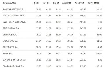 Costillas contadas: el 2024 cerró con una caída en la faena del 4%