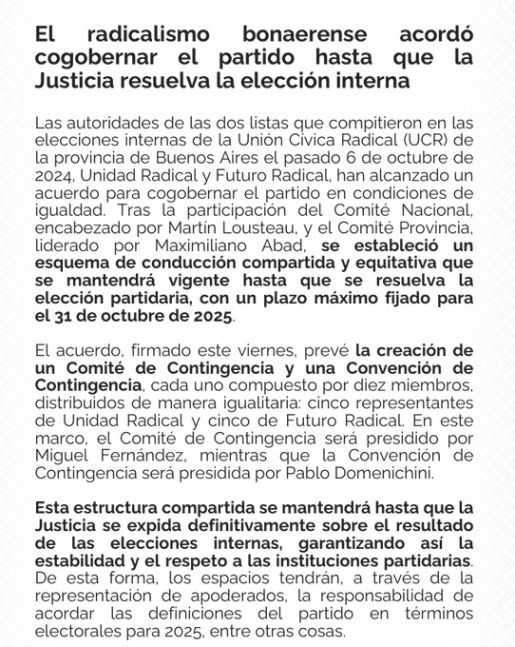 Fin del conflicto: la UCR Bonaerense llegó a un acuerdo para cogobernar el partido