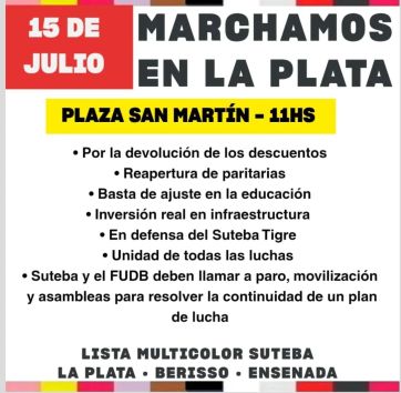 Docentes marchan en La Plata y exigen devolución de descuentos por el paro