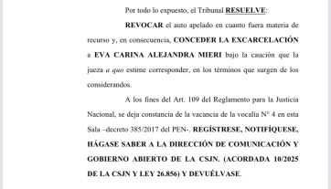 Excarcelaron a Eva Mieri tras estar dos semanas detenida por el escrache a la casa de Espert