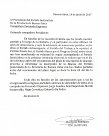 Sobre la hora, Randazzo inscribió el Frente Justicialista, con el PJ como columna vertebral