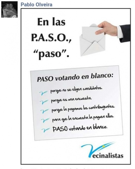 PASO en falso: para que sea la última, llaman a votar en blanco