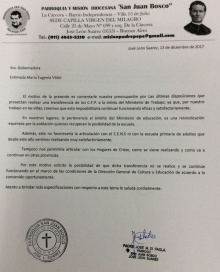 Curas villeros piden a Vidal que no traslade los Centros de Formación Profesional al área de Trabajo