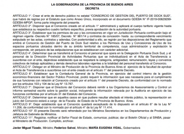 La Provincia hizo oficial la creación del Consorcio de Gestión del Puerto de Dock Sud