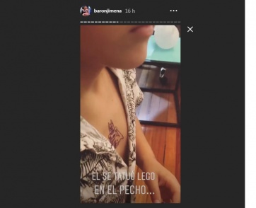 Jimena Barón y su hijo pasaron por un local de tatuajes e inscribieron su cuerpo