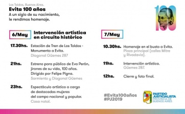 Todo listo para los 100 años de Evita: seis postas y muchas sorpresas